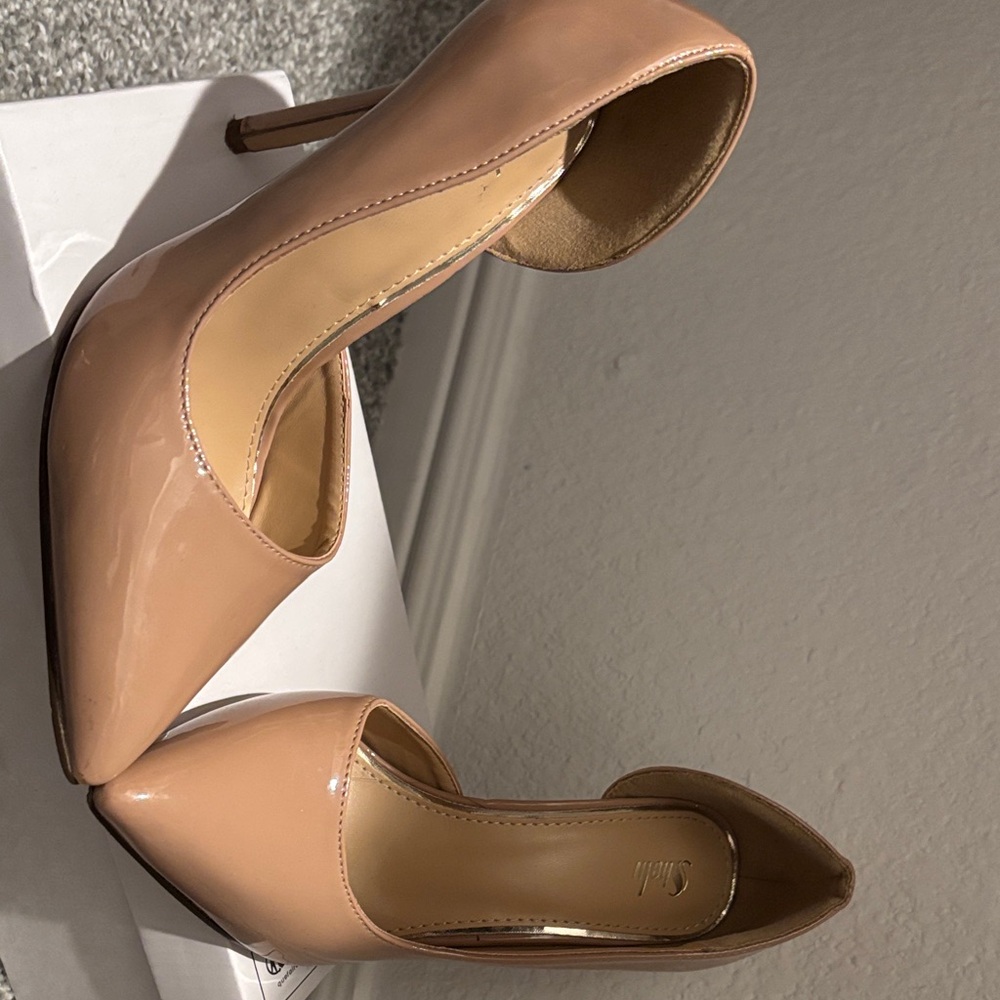 Elegant Nude Patent Leather Heels
